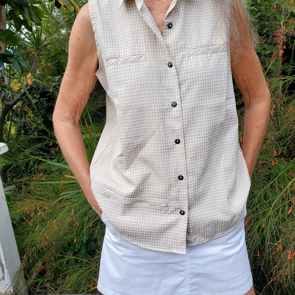 Sleeveless Casual Button Down Shirt by SPORTIF USA - Picture 12 of 14